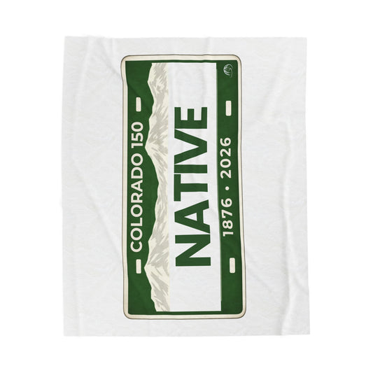 Colorado 150 Native License Plate Velveteen Plush Blanket – 1876–2026 Colorado Heritage